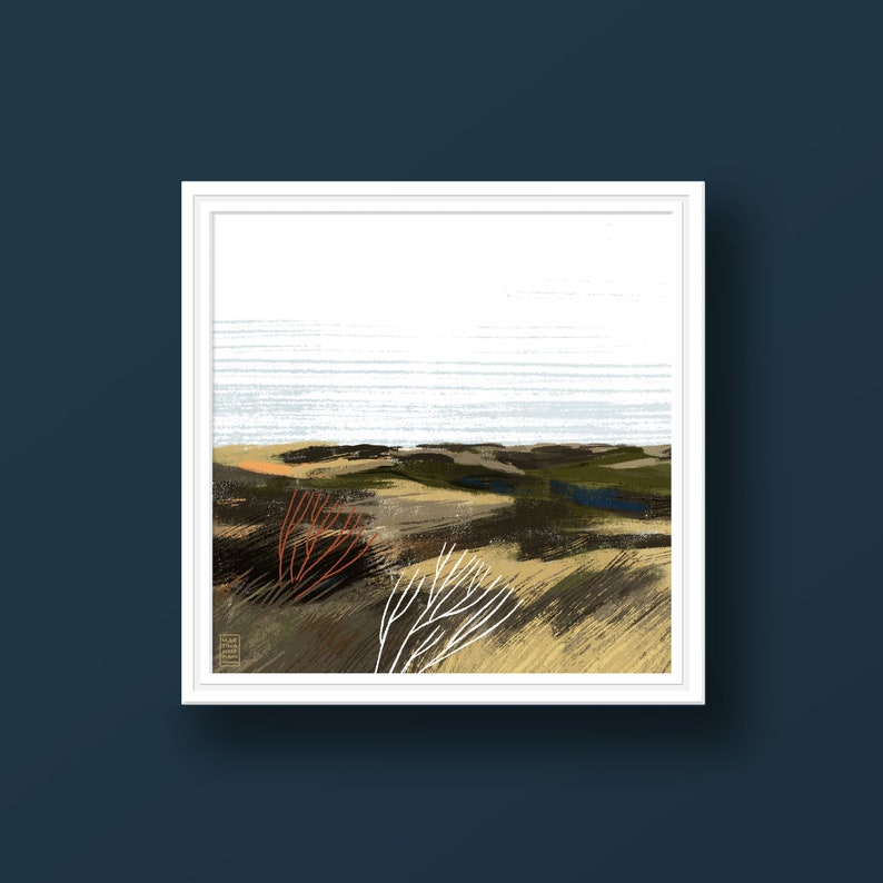 Heath Dunes Paysage Art Print Mer du Nord Mer Baltique Danemark Sylt Amrum Rømø Mer Nature Île Plage Murale Affiche Dessin Fine Art Print image 7