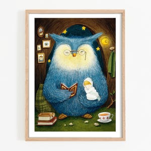 Póster infantil Los Eulenopi - Cuadro de pared A4 A3 Póster de animales Búho Habitación infantil Póster de habitación de bebé Decoración de pared Regalo para niños niñas y niños