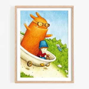 Póster infantil The Soapbox Race - Cuadro de pared A4 A3 habitación de los niños cartel de la habitación del bebé decoración de la pared del monstruo regalo para niño niña niño