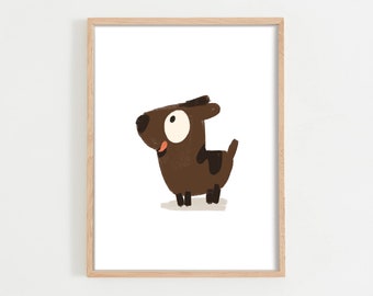 Children's room dog pictures, children's room decoration poster, colorful children's picture, animal poster, funny animal motif, poster card, gift for child baby