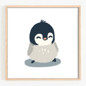 Cuadro de pared pingüino, póster infantil, póster decorativo para habitación infantil, bonito cuadro de pared, póster de animales, motivo de animales, estampado de animales, regalo infantil, bebé, bautizo, Navidad