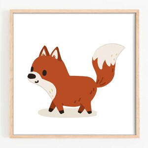 Cuadro de pared con diseño de zorro, póster infantil, decoración de habitación infantil, bonito cuadro de pared, póster de animales, motivo de animales, estampado de animales, regalo para bautizo de niños, Navidad