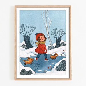 Póster infantil Pandilla de patinaje sobre hielo - mural A4 A3 A5 habitación infantil decoración de la habitación del bebé cartel invierno decoración de la pared regalo niños niñas niños
