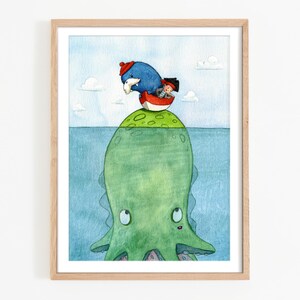 Póster infantil Aventura en el mar - cuadro de pared A4 A3 A5 habitación infantil decoración de la habitación del bebé cartel imagen de verano decoración de la pared regalo niño niña niño
