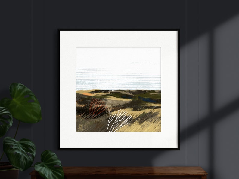 Heath Dunes Paysage Art Print Mer du Nord Mer Baltique Danemark Sylt Amrum Rømø Mer Nature Île Plage Murale Affiche Dessin Fine Art Print image 8