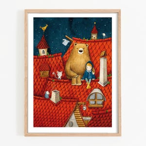 Póster infantil The Roof Gang - mural A4 A3 póster de animales habitación infantil póster de habitación de bebé decoración de pared protector de osos regalo para niños