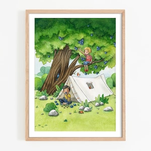 Póster infantil bajo el ciruelo - mural A4 A3 A5 habitación infantil habitación del bebé póster decorativo decoración de pared regalo para niños niñas y niños
