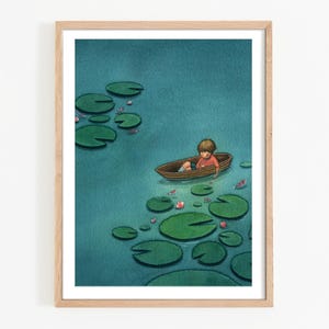 Póster infantil Estanque de nenúfares - mural A4 A3 A5 habitación infantil decoración de la habitación del bebé cartel imagen de verano decoración de la pared regalo niños niñas niños