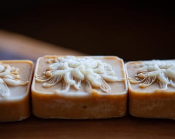 Turmeric and Honey.  Sunset Chrysanthemum Soap and Shampoo Bar.