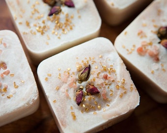 Rose Patchouli Goat Milk Soap Cube.  With Moroccan Clay and Goats Milk.  Excellent Face Wash.  Make a holiday gift set!