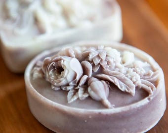 Forever Purple Chrysanthemums. French Lavender and Sandalwood.  Body, Face, and Hair Soap.
