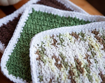 Earth Color Wash Cloth.  Face Cloth.  Cotton.  Crochet.  Small Holiday gift.  Handmade n USA