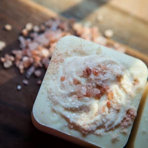 Himalaya Pink Salt Soap.  Salt shampoo Bar.  Body wash.  Salt bar.  With coconut milk.  Holiday gift and stocking stuffer.