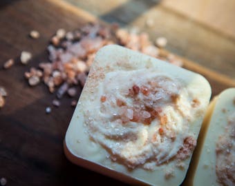 Himalaya Pink Salt Soap.  Salt shampoo Bar.  Body wash.  Salt bar.  With coconut milk.  Holiday gift and stocking stuffer.