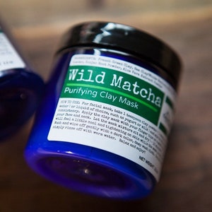 WILD MATCHA Purifying Clay Mask.  For All Skin Types.  Matcha Mask.  Aloe Vera Natural Skincare.  Brighten & Anti-aging.  Face Mask.