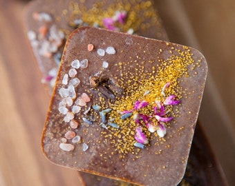Double Dark Chocolate Goat Milk Salt Soap: Lavender Clove