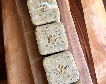 Dog Soap.  Hippie Paw Pet Soap.  Stinky Dog Shampoo Bar.  Hot Processed Soap.  Essential Oil Soap for Dogs.  Coffee Soap.