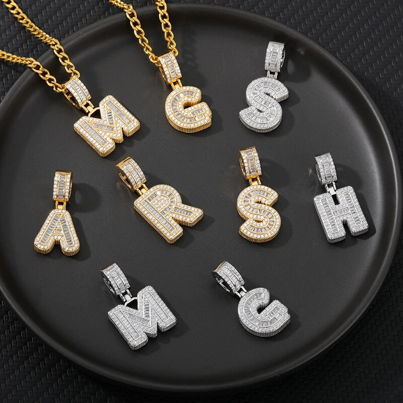 Chain Letter Pendant Men, Cuban Chain Nba Pendant