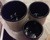 The Great American Stoneware Factory Western, aka Western Stoneware, Canister set, beautiful cobalt blue glaze inside, matte finish outside