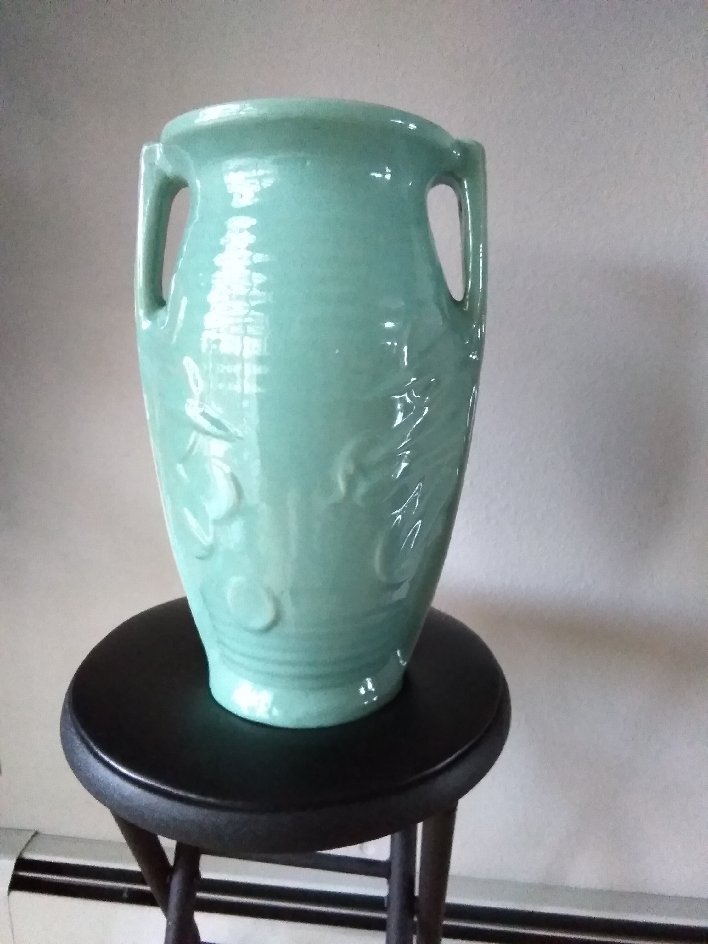1930's McCoy 14 1/2 tall turquoise floor vase art Etsy