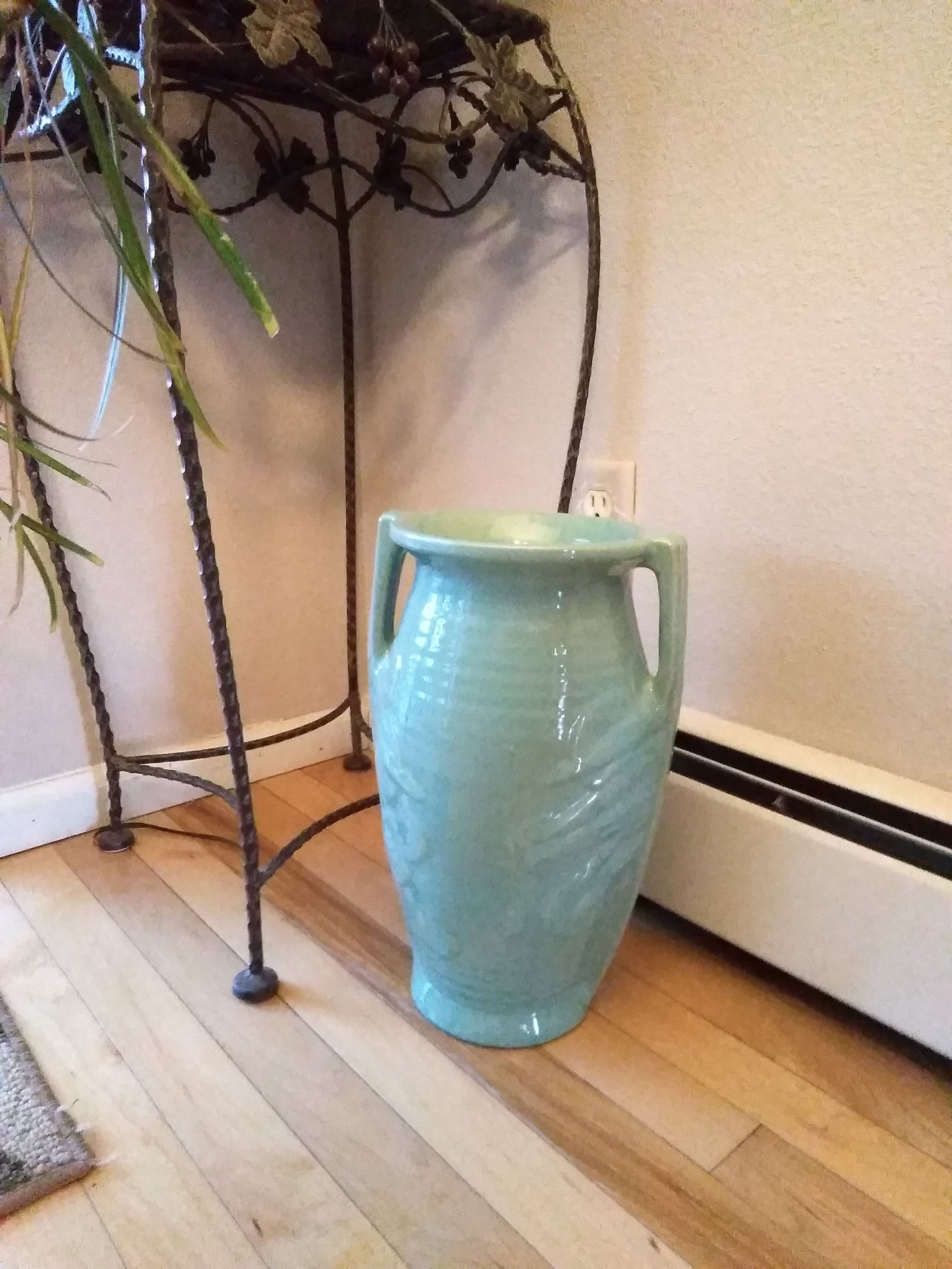 1930's McCoy 14 1/2 tall turquoise floor vase art Etsy
