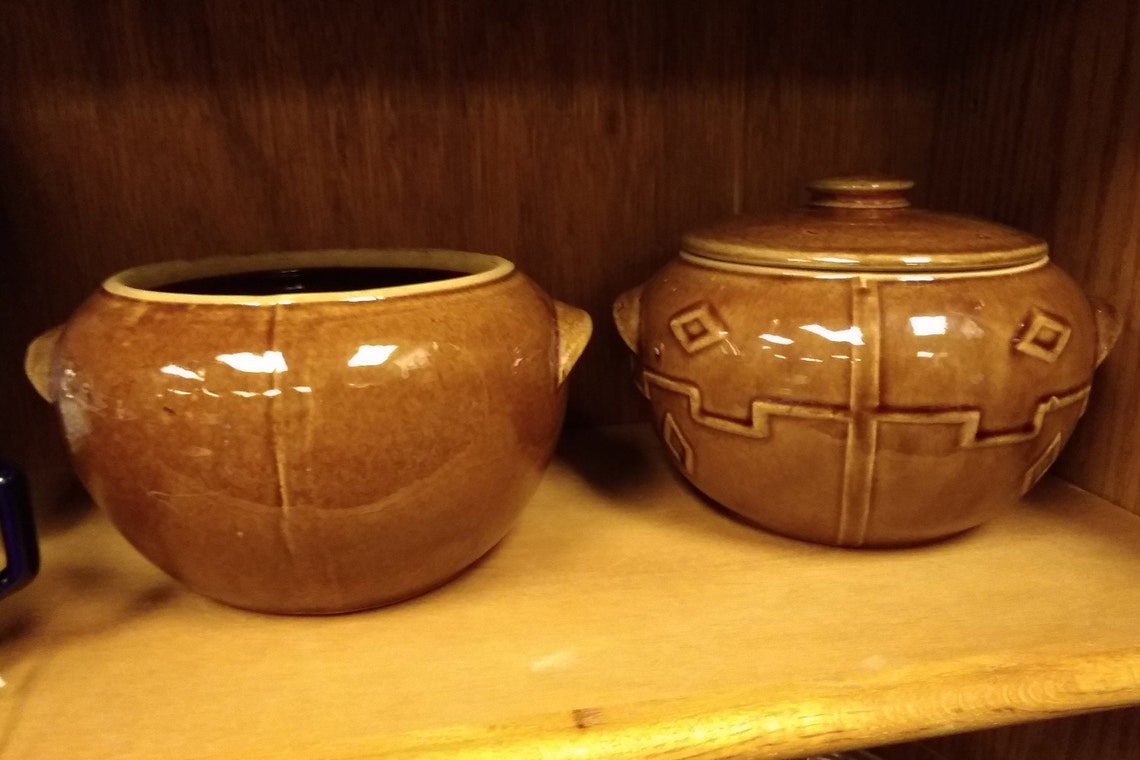 Western Stoneware Lidded Crock Monmouth Pottery Made in USA. Etsy