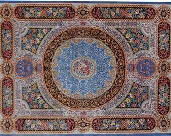 Castle Rug Room Size | vintage Renaissance hand knotted Aubusson style formal large rug blue pink gold | 13 x 10 ft - 390 x 300 cm