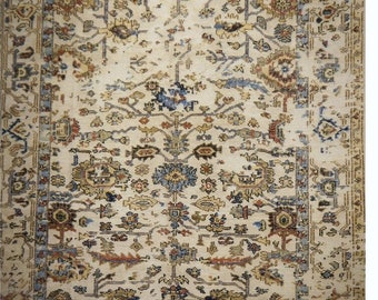 8 x 10 ft, 250x300 cm Oushak Rug Ivory Beige Large Room Size carpet hand knotted muted colors greige Mahal vintage look 305 x 250 cm