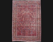 Antique rug 11.0 x 8.0 ft 340 x 240 cm large size Distressed Trees of Life Boho Persian style rug from India