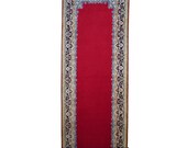 16.6 x 5 ft rug hallway runner red blue beige hand knotted Tturkish carpet oversized long and wide