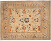 Heriz rug 9.8 x 8 ft 298 x 245 cm area carpet roomsize Sultanabad Mahal patterns 8 x 10 ft veggie dyes hand knotted vintage