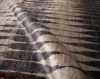 Modern Silk rug 9 x 6 ft / 280 x 180 cm gray charcoal carpet rug hand knotted made stunning design contemporary art