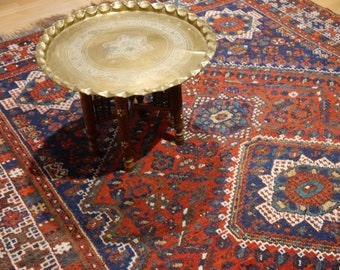 Gorgrous Antique Rug | Colorful and Beautiful Carpet | ~ geometric design red, green and blue, worn to perfection