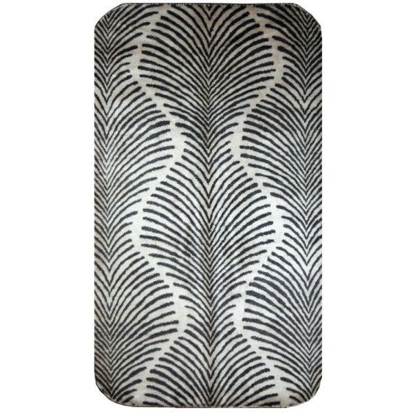 Hand knotted Zebra Rug Size vintage colors carpet Art Deco look black and white muted 210 x 120 cm - 7 x 4 ft