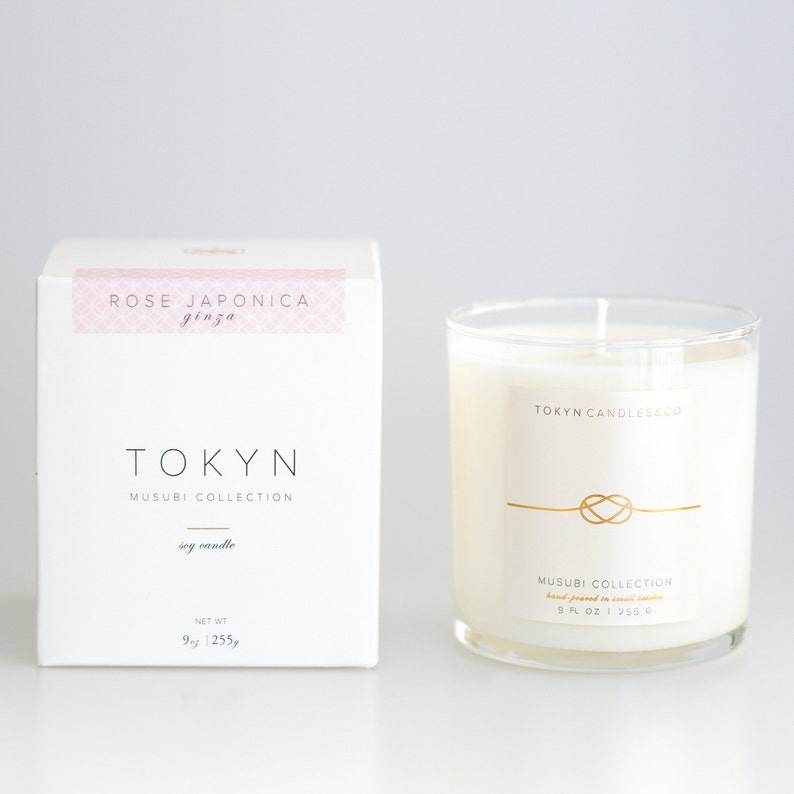Ginza Rose Japonica Hand-Poured Scented Floral Soy Candle Gift image 1