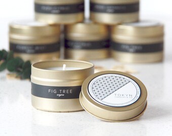 Gold Tin ANJOU (Fig Tree) Scented Soy Candle - Gift