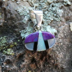 Sugilite (Violet) Noir Onyx Opal Gemstone Petite Small Oval Handcrafted Pendant Sterling Silver 925 Free Shipping Gift Bag NEW G99