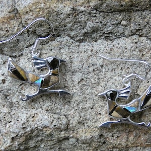 Roadrunner Vogel Südwestern Handgefertigt Niedliche Tigerauge Onyx Edelstein & Opal Ohrringe Sterling Silber Handgefertigt In den USA Free Ship AB72