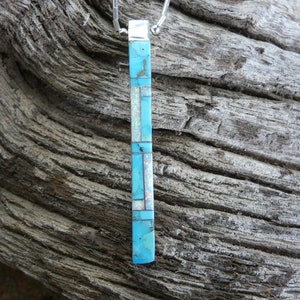 Turquoise & Blue Opal Gemstone Double Sided Pendant On Liquid Silver Sterling 925 Chain 18&quot; Two Looks On One Necklace Free Shipping NEW L15