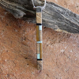 Double Sided Tiger&#39;s Eye & Blue Opal Gemstone On Liquid Silver Sterling 925 Chain 18&quot; Two Looks On One Necklace! Free Shipping Gift Bag L8