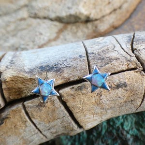 Simplement étoiles mignonnes petites boucles d'oreilles fabriquées à la main en argent sterling du sud-ouest des États-Unis 925 denim lapis et opale coffret cadeau gratuit Livraison gratuite Nouveau AN11