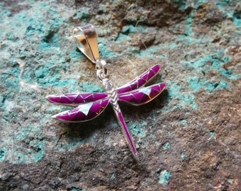 Sugilite & Opal (Purple) Dragonfly Pendant Sterling Silver 925 Southwestern Handcrafted In the USA Free Shipping Free Gift Bag NEW T35