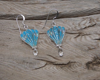 Southwestern Handmade Hot Air Balloon Earrings Sterling Silver 925 Turquoise Gemstone & Opal Handcrafted In USA Free Shipping Gift Bag NEW