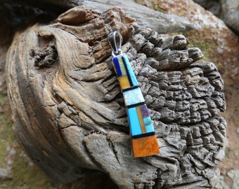 Southwestern Multi Gemstone & Opal Sterling Silver 925 Handcrafted Pendant Free Shipping Gift Bag Great Unisex Gift New M33