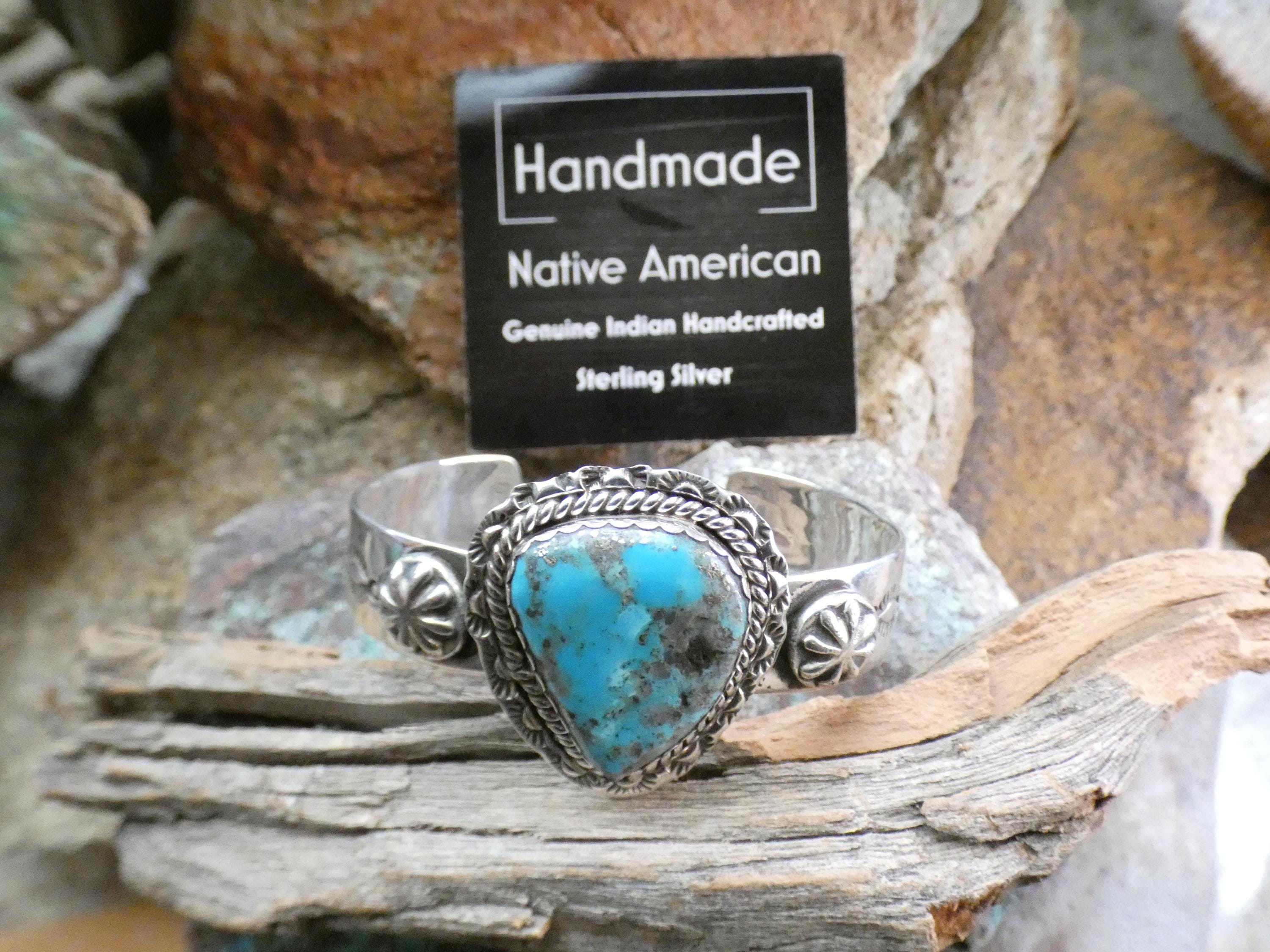Turquoise Gemstone Navajo Sterling Silver 925 Hallmarked Hand