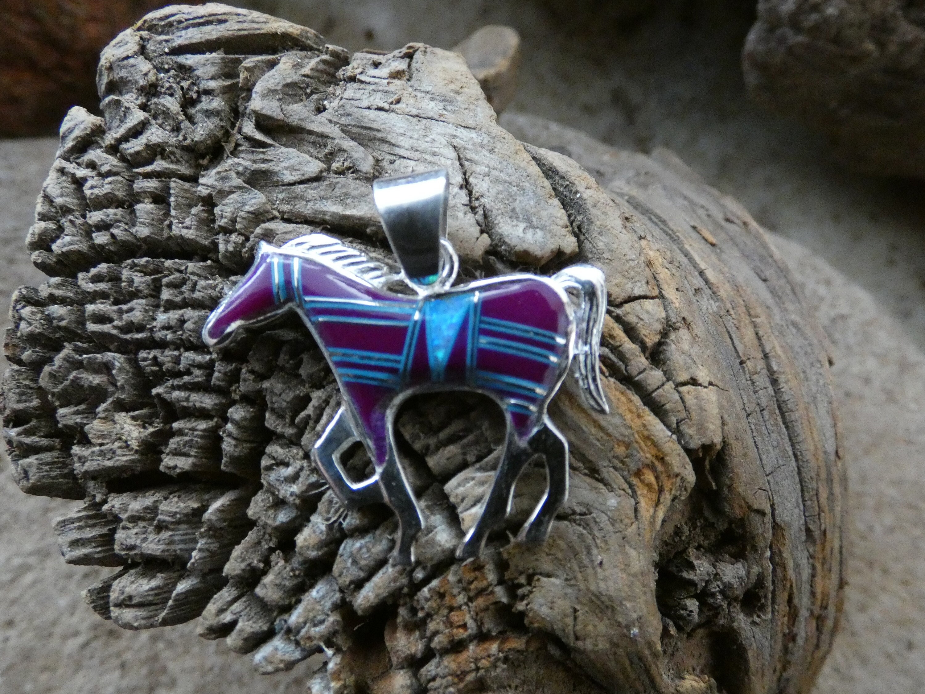 インディアンジュエリー 馬 インレイ 925 Sterling Silver Native Horse Pendant - Etsy