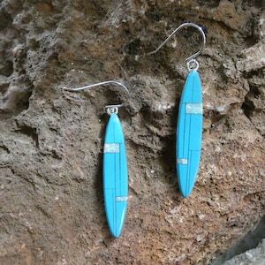 Turquoise And White Opal Beautiful Blue Handcrafted Gemstone Earrings Sterling Silver 925 French Wire Hooks Free Shipping Gift Bag NEW D85