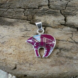 Sugilite violet et opale, symbole de l'ours amérindien en argent sterling 925, petit pendentif artisanal/sac à breloques livraison gratuite nouveau P53