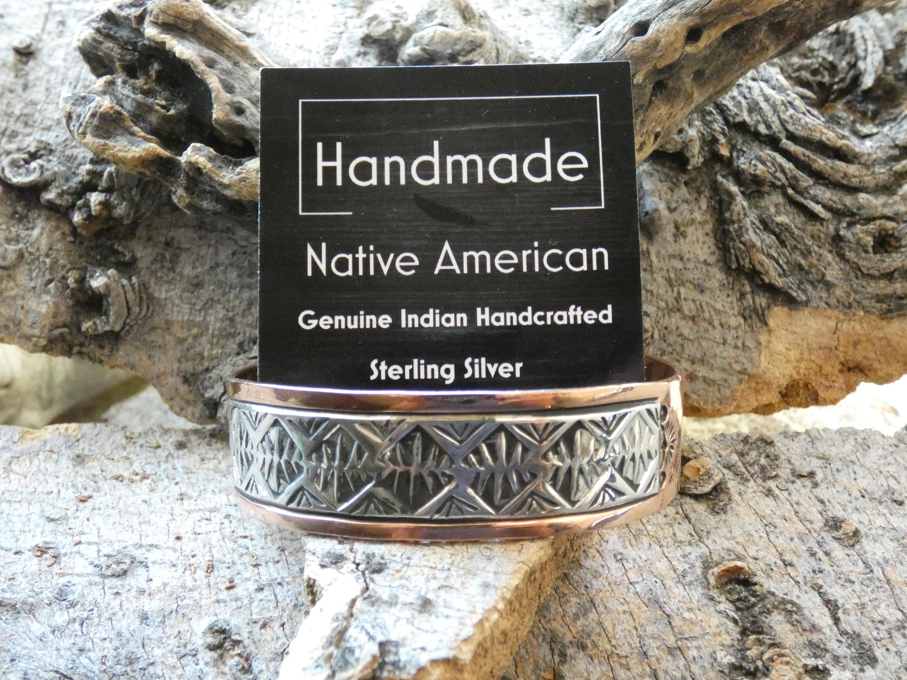 Very Wide!! Vintage Native American Navajo Hand Hammered Sterling Silver Overlay Bracelet Very Wide!! Vintage Native American Navajo Hand Hammered Sterling Silver Overlay Bracelet