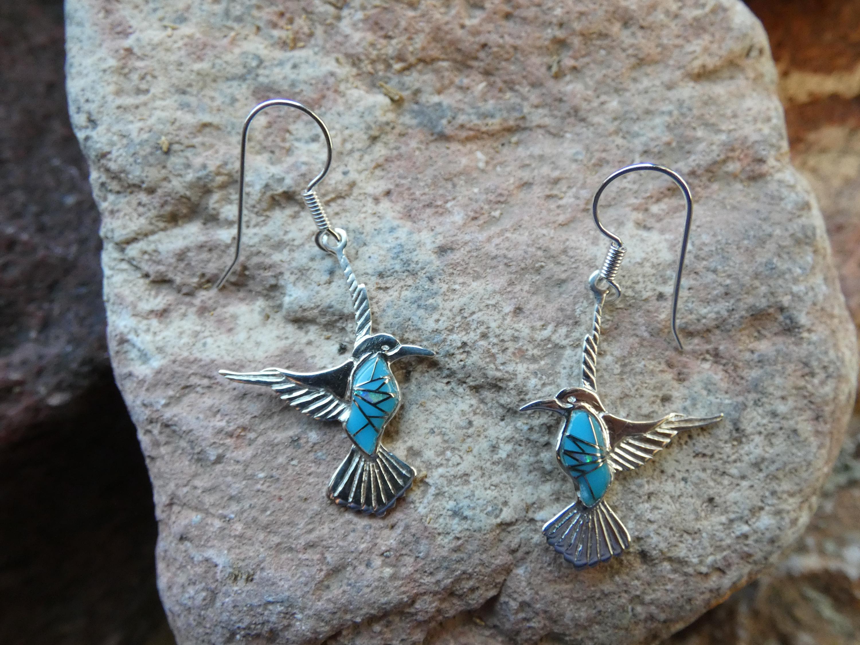 ハミングバード 3点セット ブルーターコイズジェムストーン＆オパール